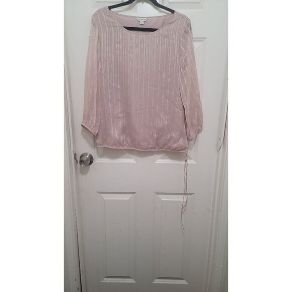 BANANA REPUBLIC WOMEN'S LONG SLEEVE METALLIC BROWN GOLD/SILVE STRAP TIE ON THE S - Picture 2 of 10